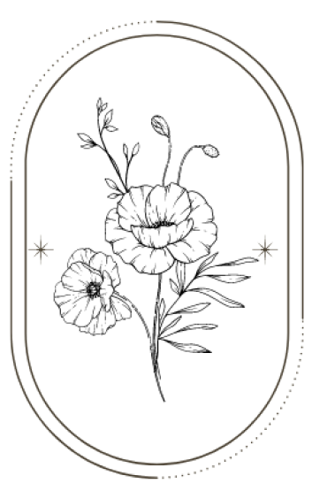 a frame with a floral drawing inside