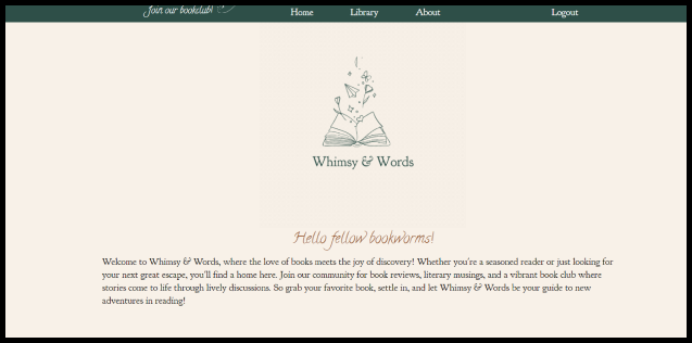 a screenshot of whimsy and words website
